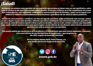 Read more about the article Director SRS Este envia mensaje de Navidad a la región.