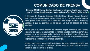 Read more about the article Director del SRS Este, Dr. Ricardo Romero, se  desliga y denuncia las extorsiones que desaprensivos están cometiendo en  su nombre