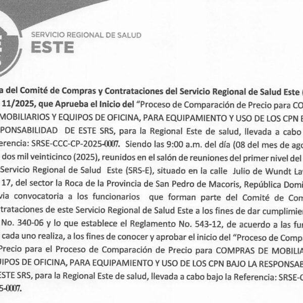 Acta No.11/25 del Comité de Compras y Contrataciones del SRS Este