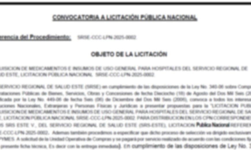 Convocatoria a Licitación Pública Nacional