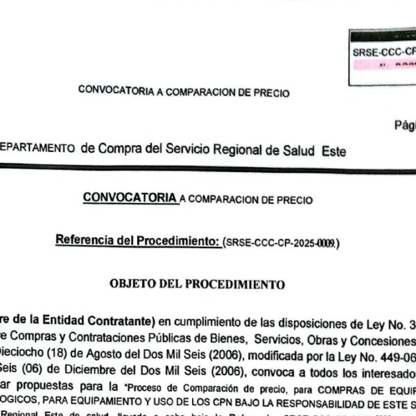 Convocatoria a Comparación de Precio