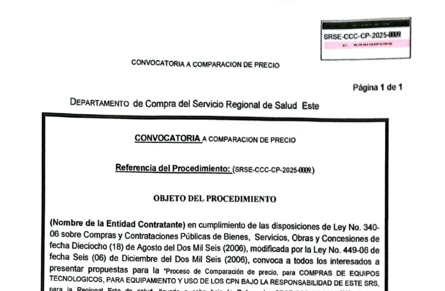 Convocatoria a Comparación de Precio